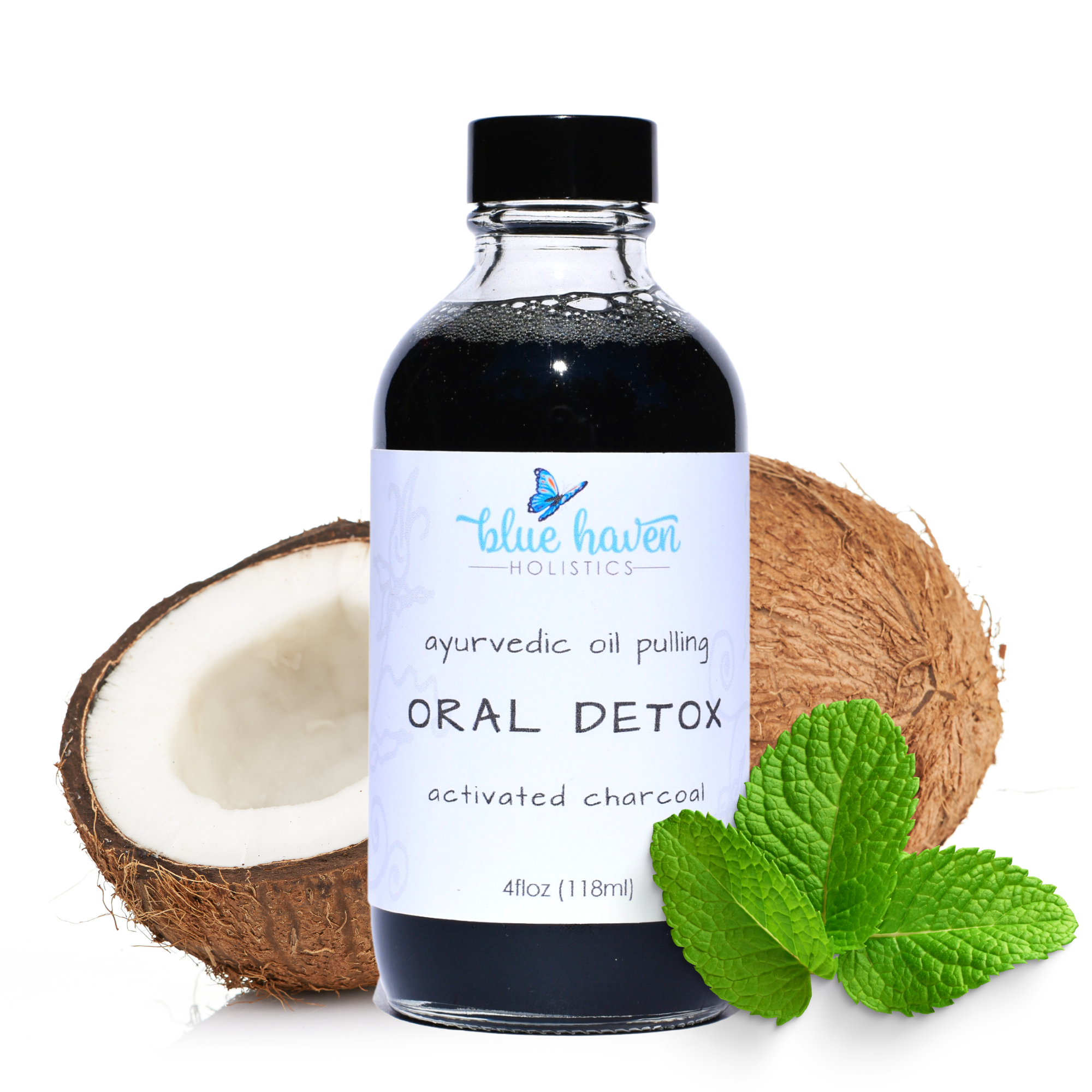 Detox Oil Pulling Mouthwash - Activated Charcoal Blue Haven Holistics